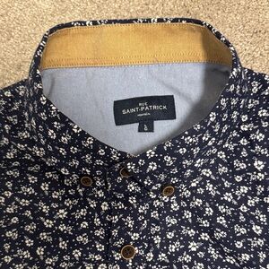 St. Patrick Navy and White Floral Button Down Shirt